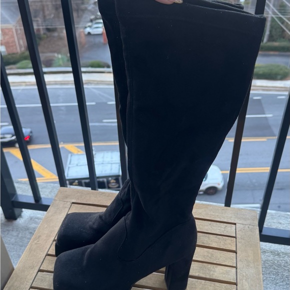 NWOT Black Knee-High Platform Boots - Picture 2 of 4